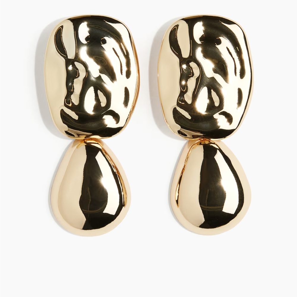 H&M Shiny Gold Drop Earrings New - Picture 2 of 7